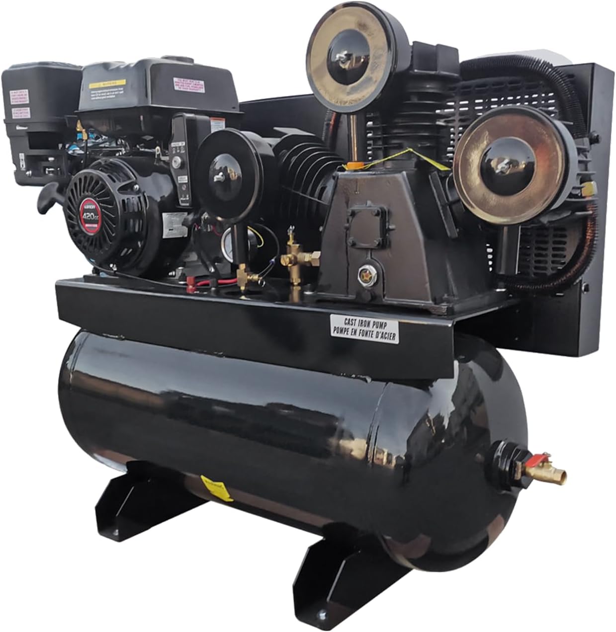 MutsMover 13HP gas air compressor review detailed features and technical specifications