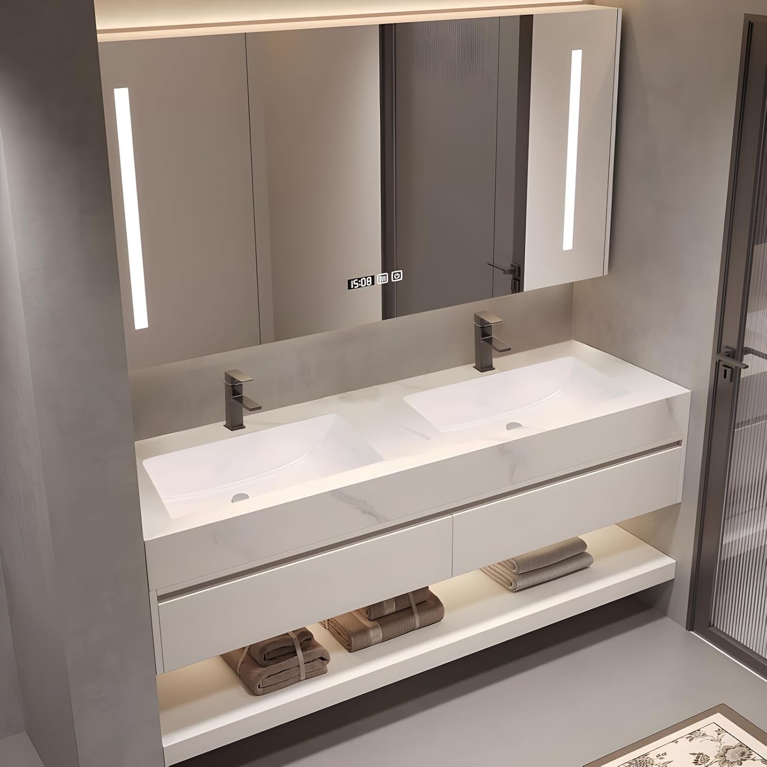 PONLTTEY double sink bathroom vanity review, PONLTTEY 100 inch vanity review and rating, is PONLTTEY double sink vanity worth buying, PONLTTEY bathroom vanity review pros cons, PONLTTEY vanity review honest opinion, PONLTTEY double sink vanity review verdict build quality and materials close-up