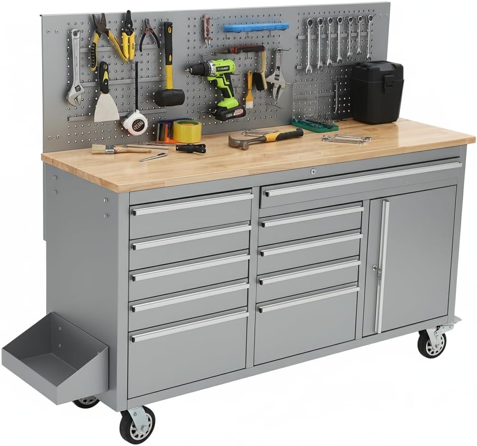 IDEALHOUSE 61-inch rolling tool chest review unboxing — package contents and first impressions