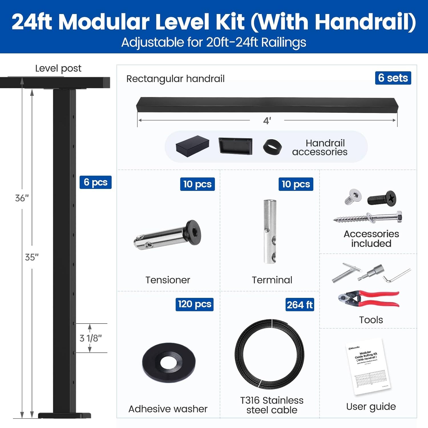 Muzata cable railing kit review testing methodology used to evaluate the 20-24FT modular black system